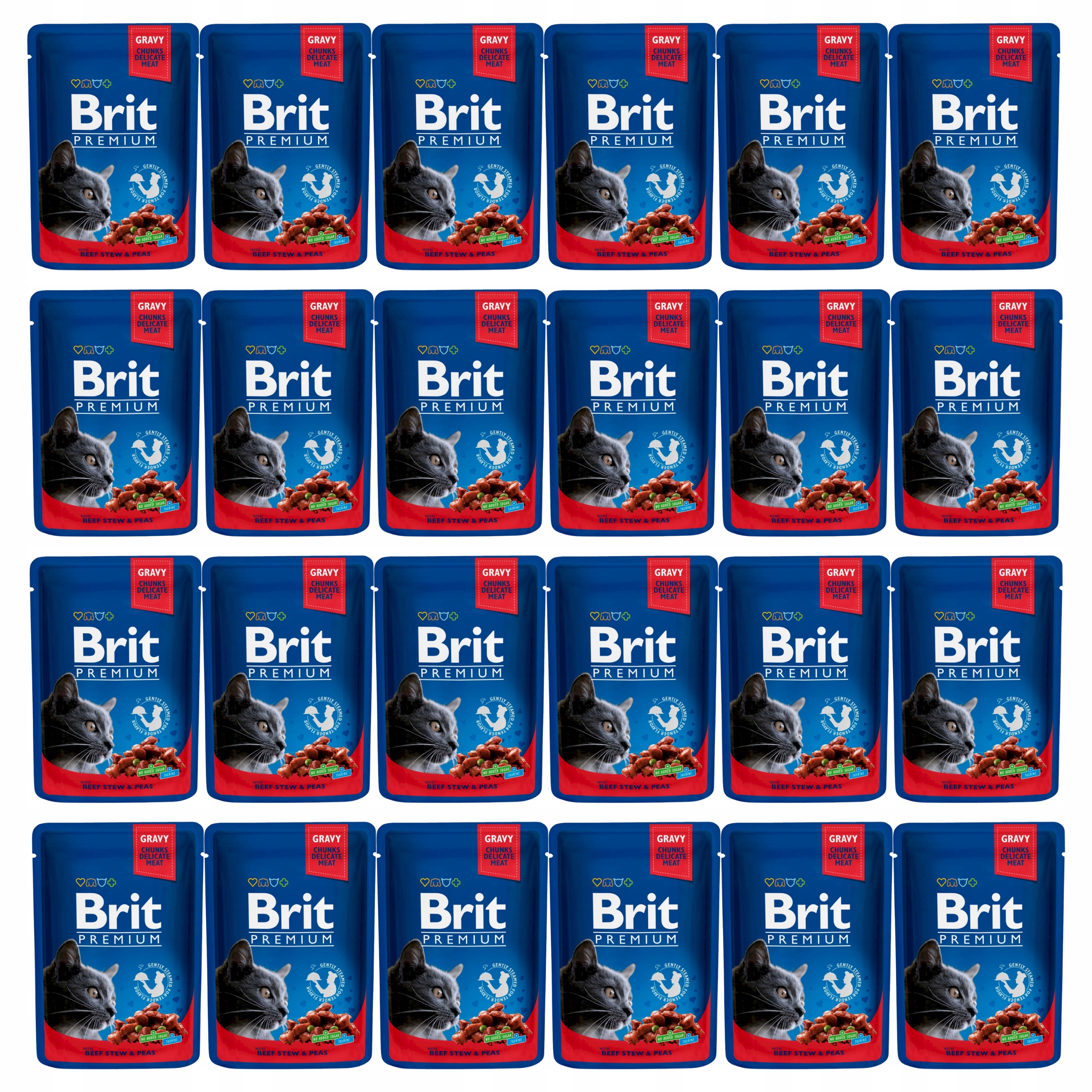 Levně Brit Premium Cat Pouches krmivo pro kočky hovězí hrášek 24 x 100 g