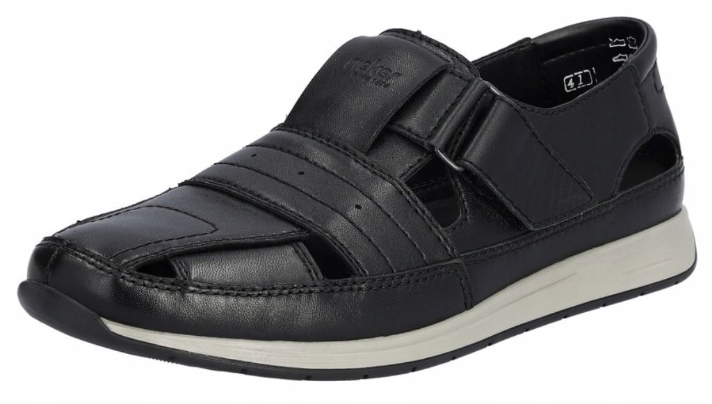 Rieker 11951-00 43 černé kožené letní polobotky, pánské sandály