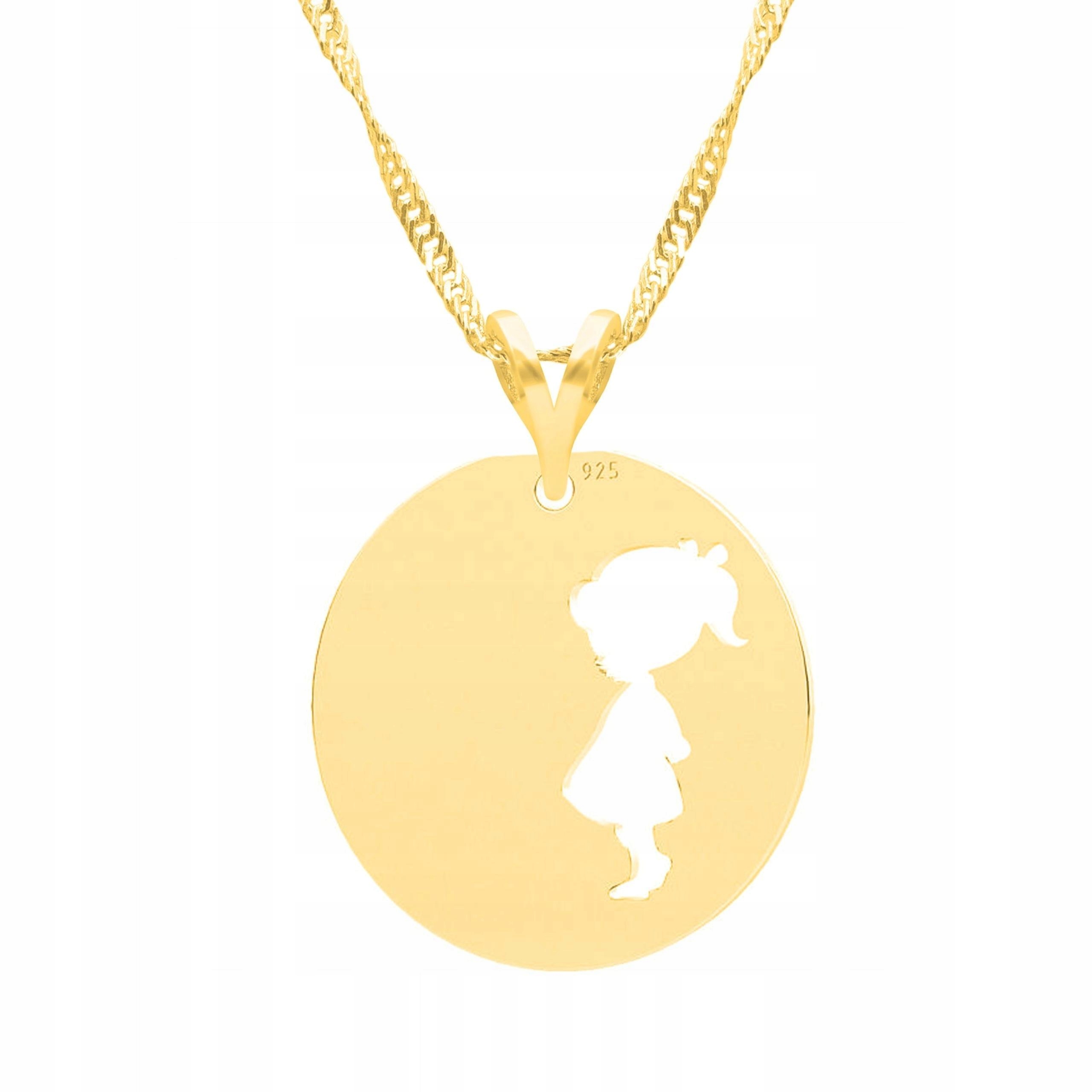 Zlatý náhrdelník s dívkou a dcerou Girl Rodina Žena Stříbro 925