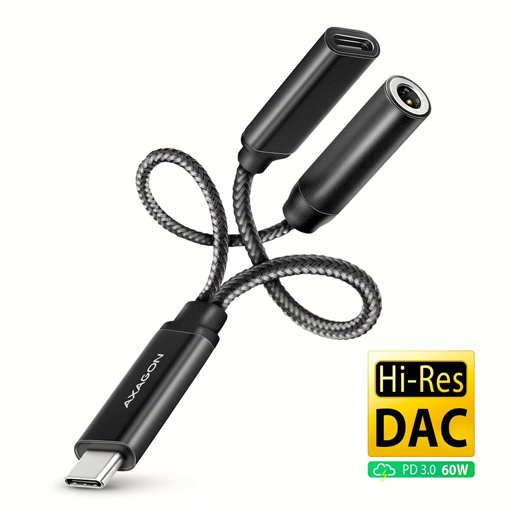 Adapter audio Axagon Ada-hcpd Usb-c Hi-Res Dac Pd 60W z wyjściem stereo