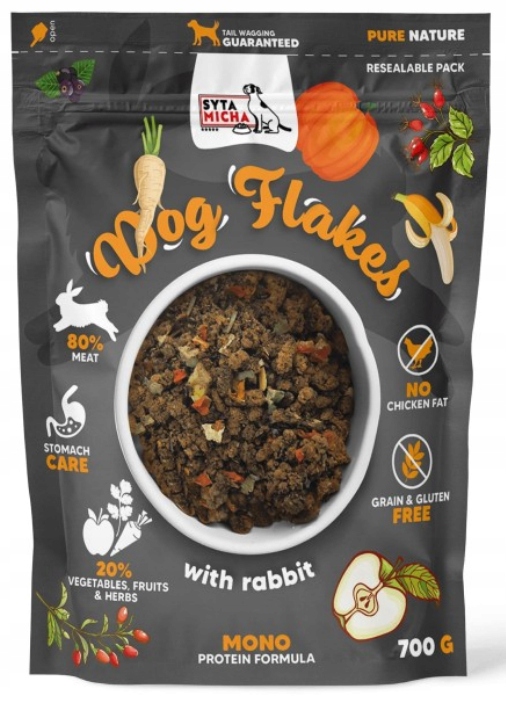 Syta Micha Dog Flakes suszona karma dla psa Królik 700 g