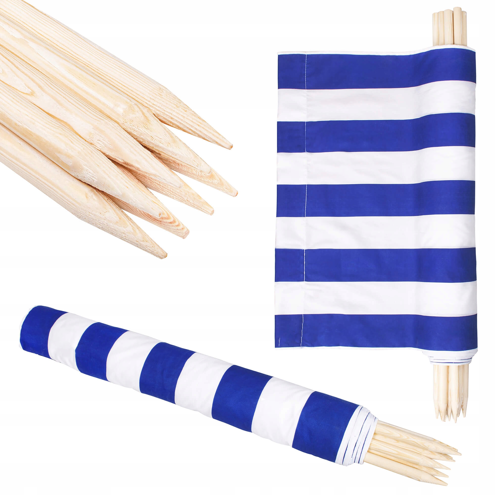 

Parawan Plażowy 6 Metrów Na Plaże Biało Niebieski