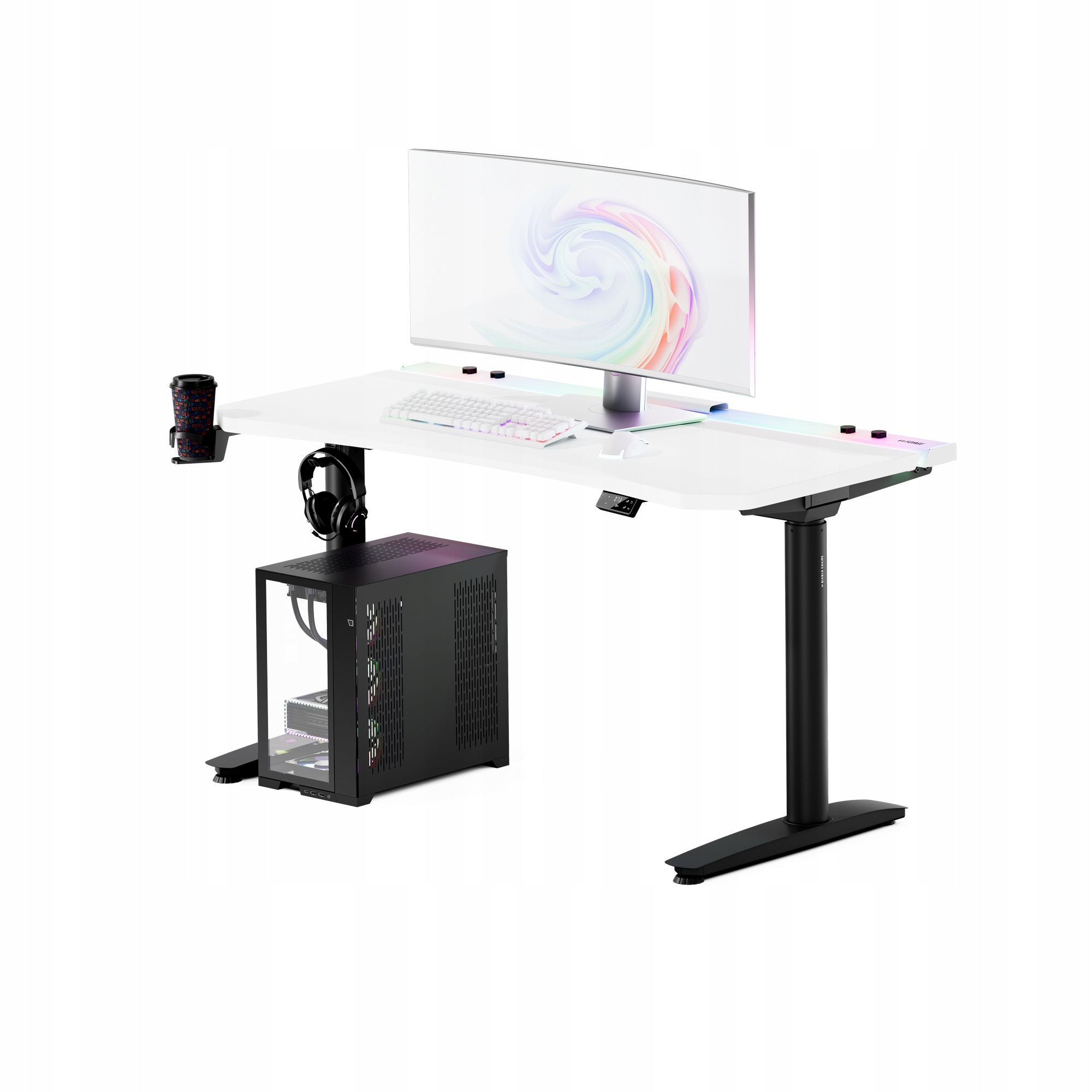 Biurko Gamingowe Elektryczne Regulowane 140cm Diablo X-forge Biało-Czarne