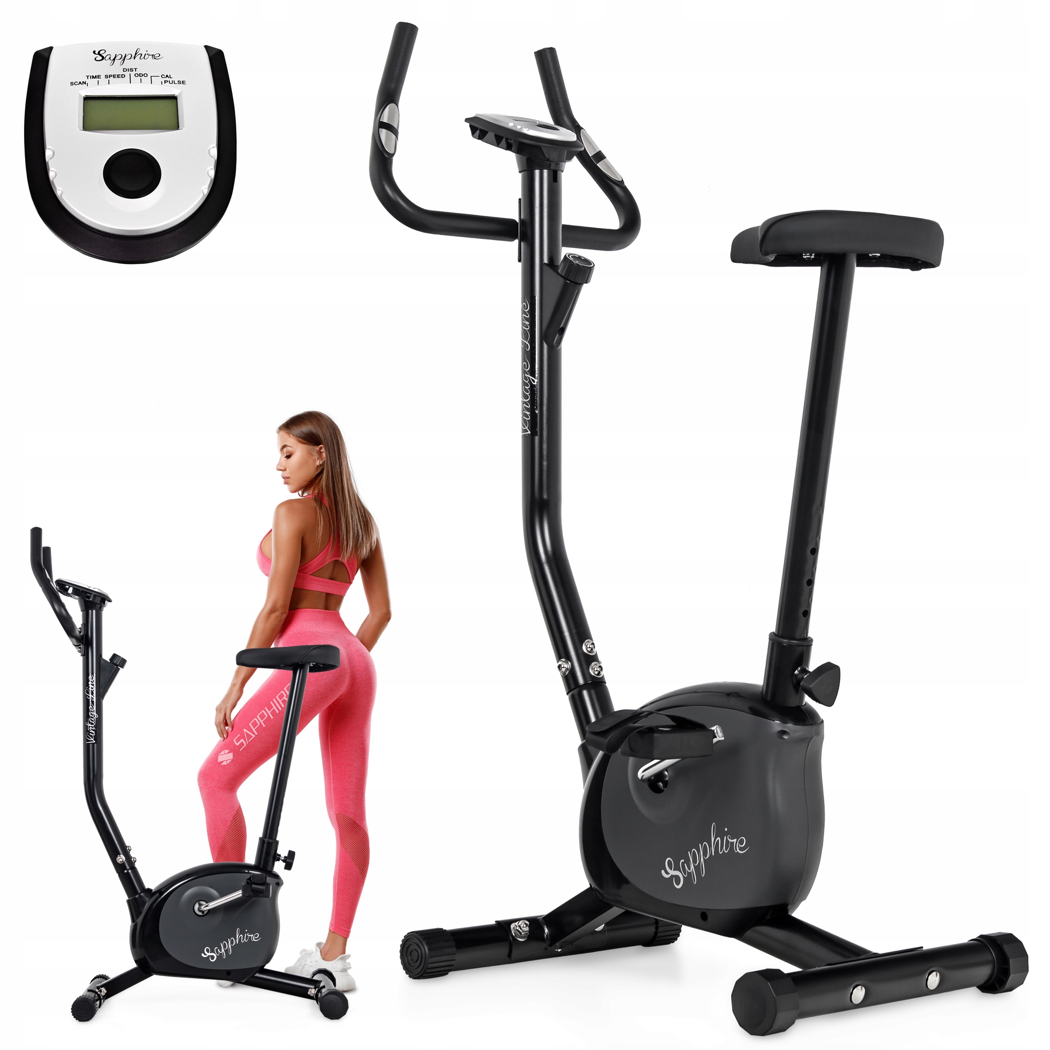 Rower stacjonarny Vintage rowerek Treningowy pionowy Sapphire do ćwiczeń