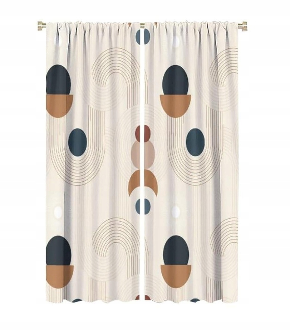 Závěs Geometrický Vzor 107x160 cm retro Mid Century tunel oka žabky