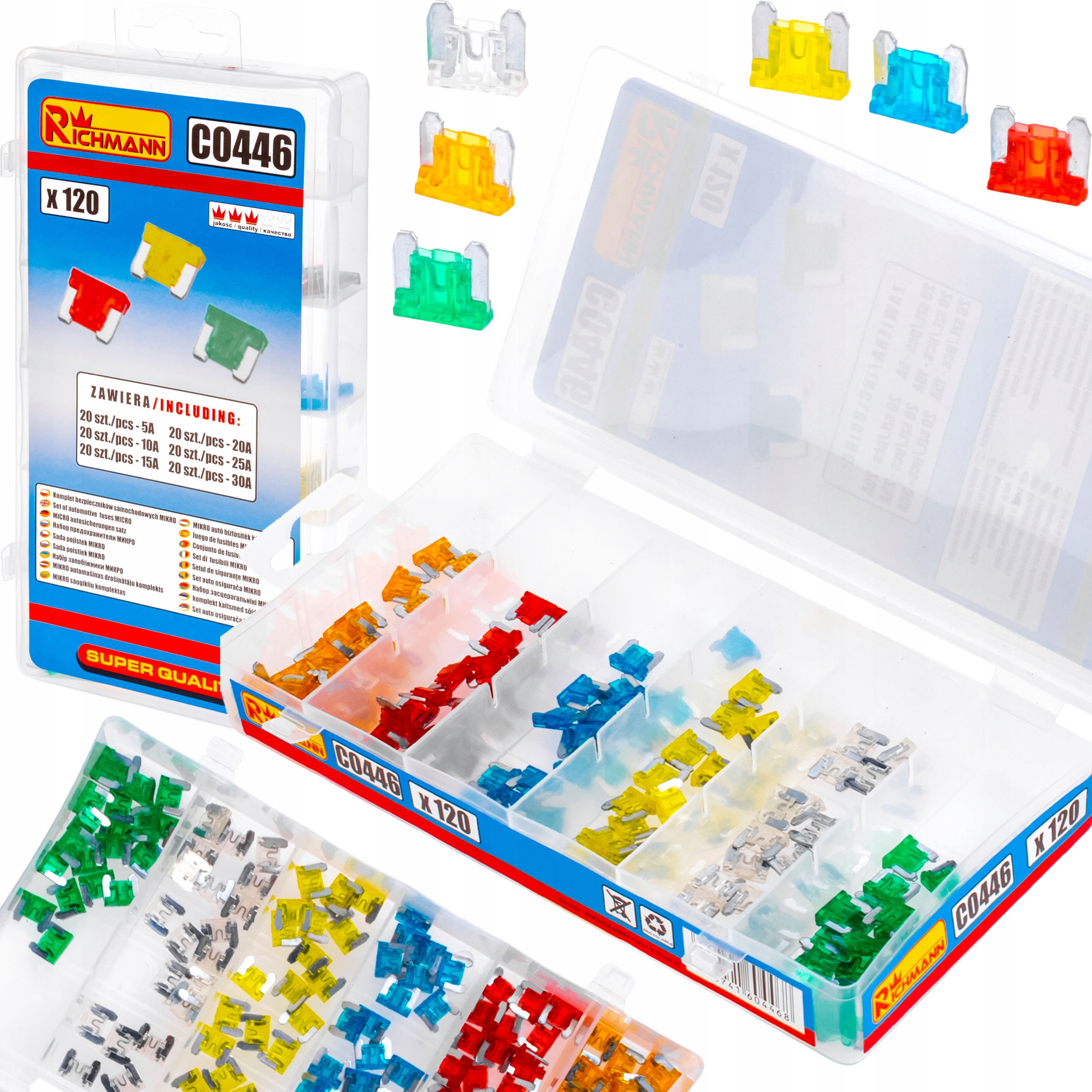 ZESTAW 120el. BEZPIECZNIKI SAMOCHODOWE MIKRO 5-30A