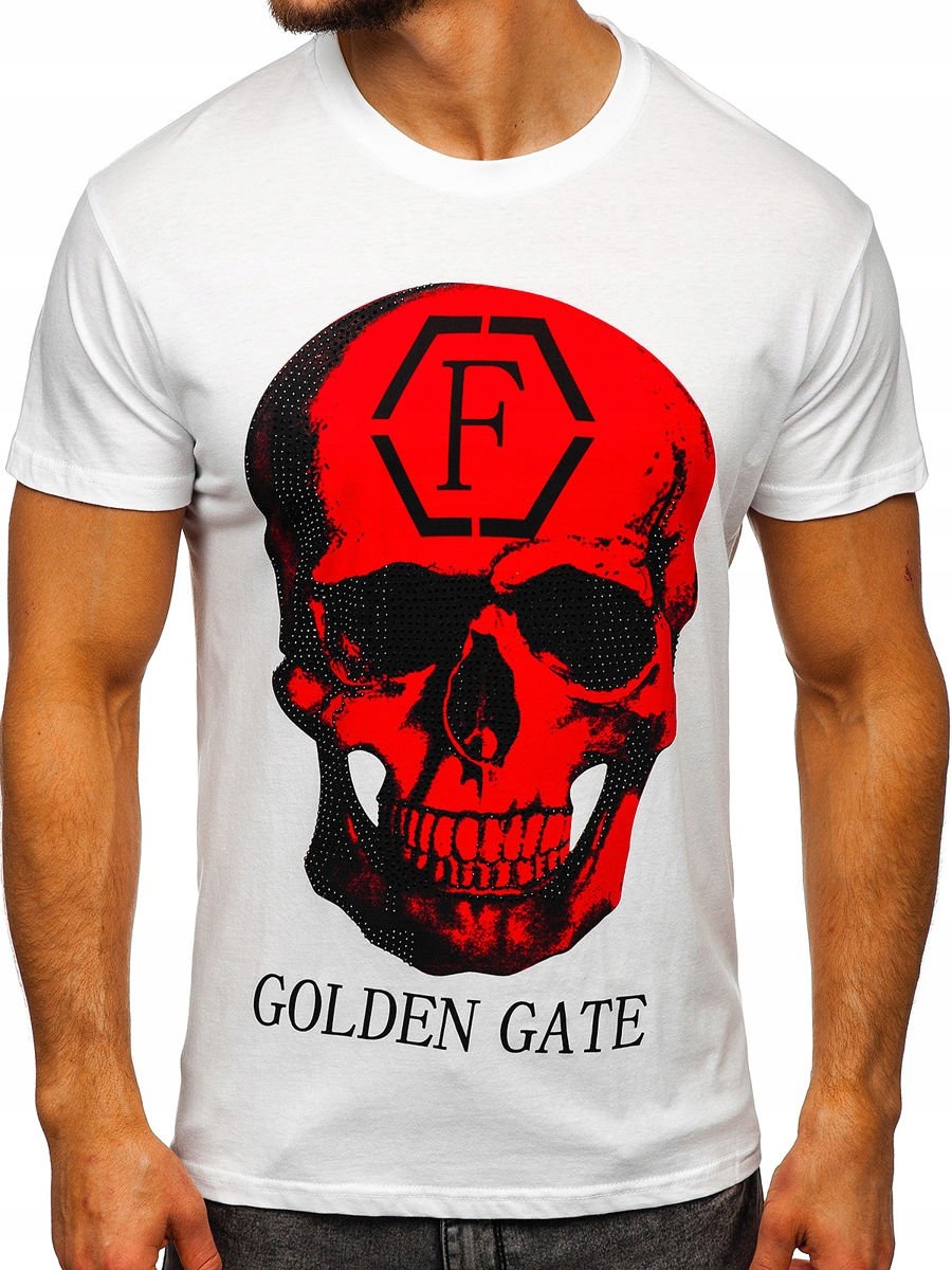 

T-shirt Męski Z Nadrukiem Biały KS2106 Denley_l