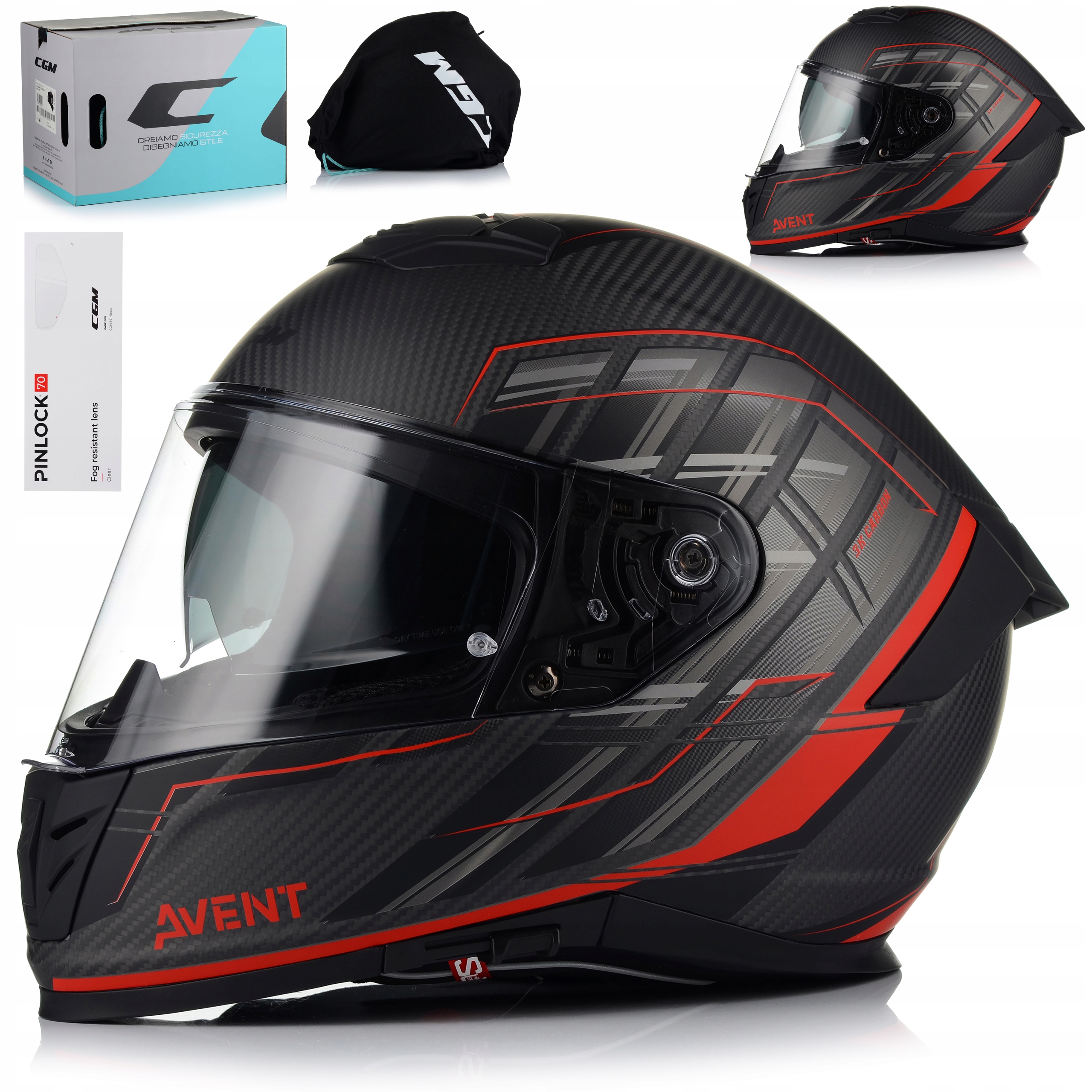 Motocyklová Prilba Cgm 361 Avent Pro Carbon 1350 g Pinlock 70 Blenda
