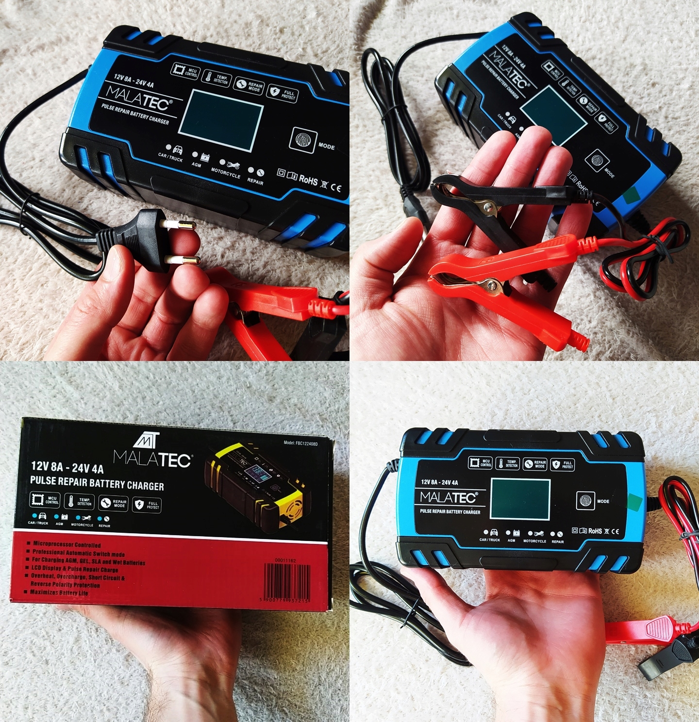 PROSTOWNIK DO SAMOCHODU MOTORU KOSIARKI 12V I 24V Weight with packaging 0 7 kg