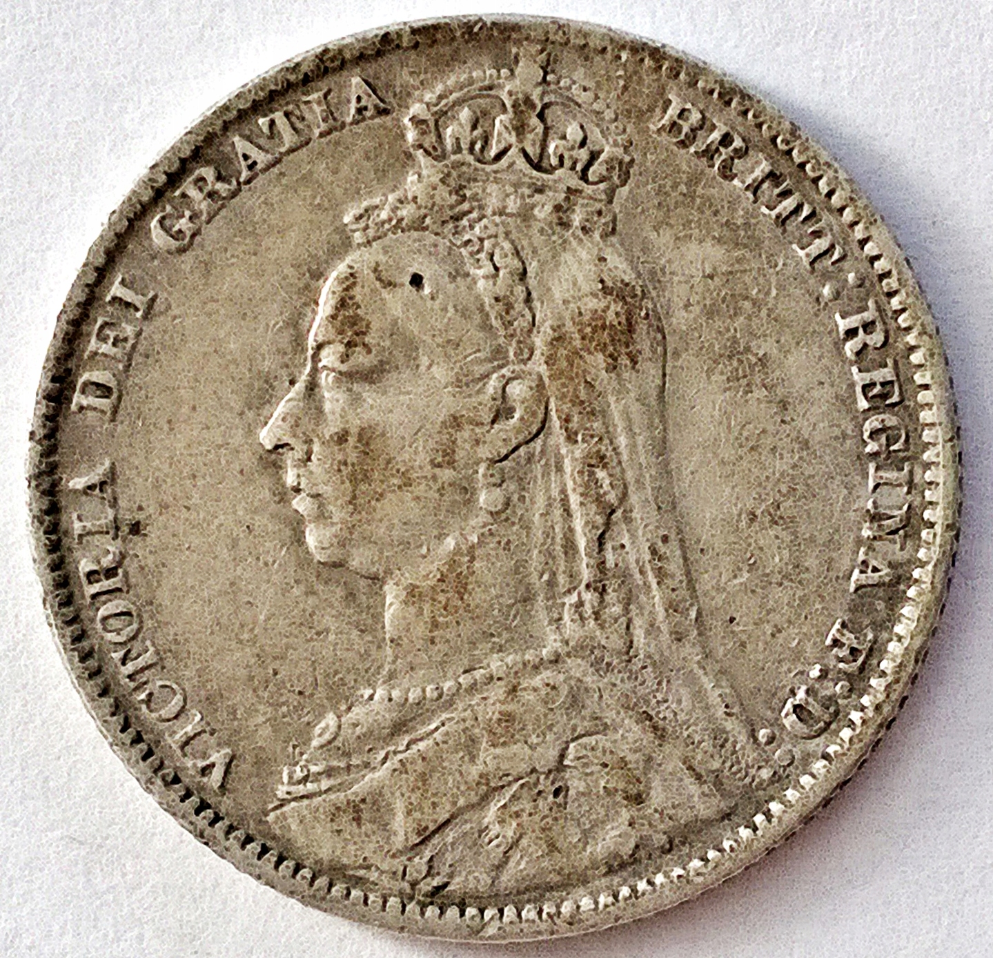 WIELKA BRYTANIA 1 SZYLING 1890 / srebro
