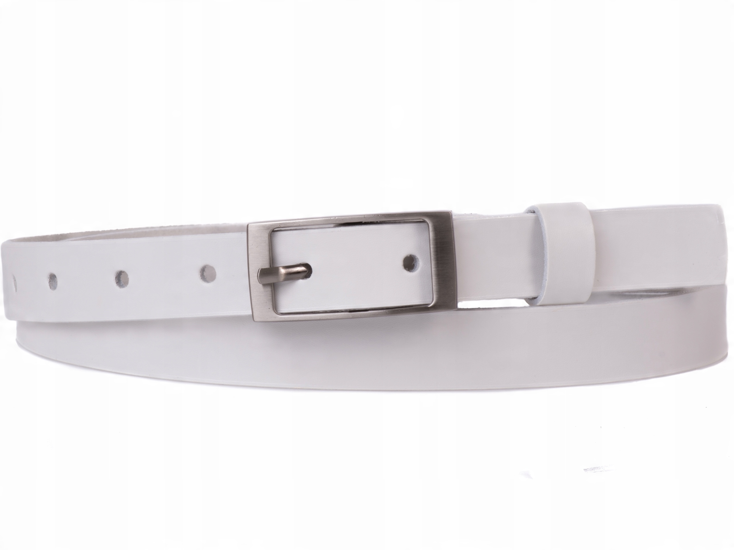 

Damski Skórzany pasek 2cm Biały |105obw
