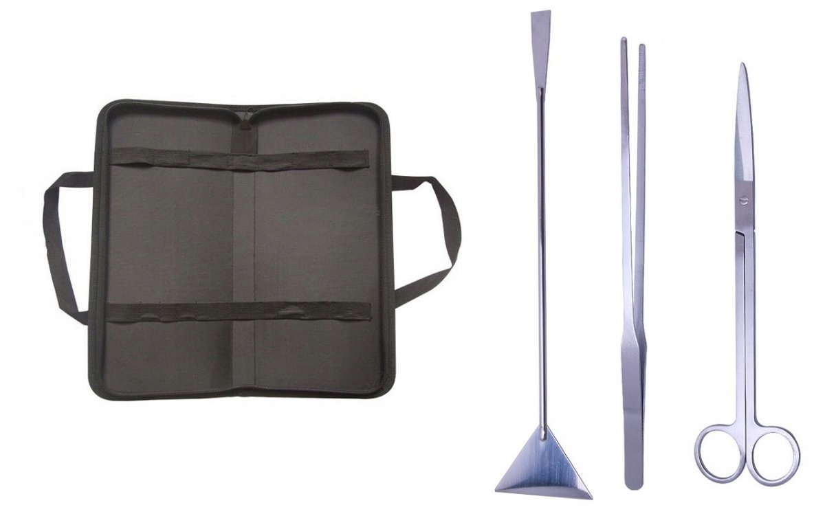 Levně Sada Akvaristických Nástrojů Jednoduchá 4KS Nůžky Pinzety Stříbrné