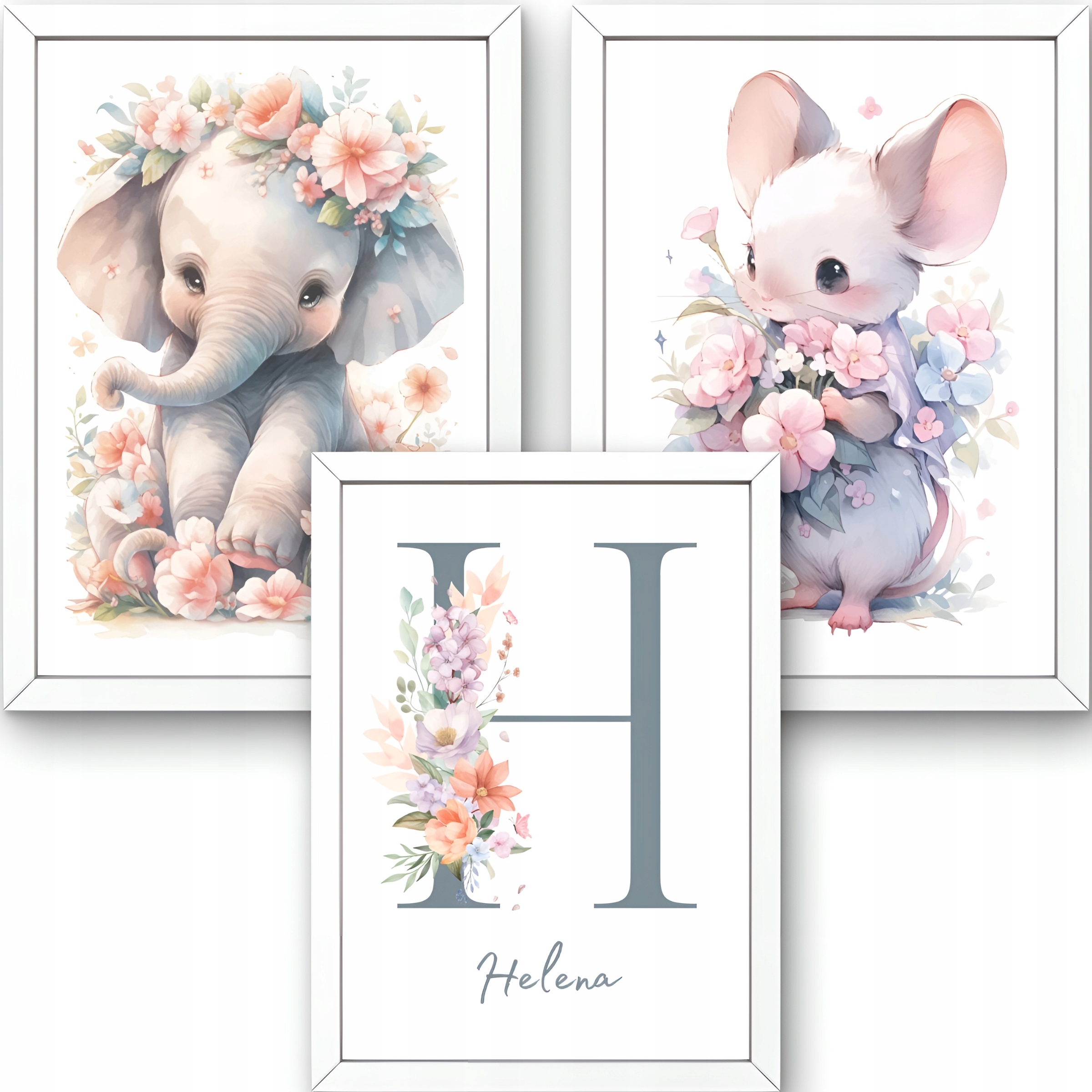 ZESTAW PLAKATÓW DLA DZIECI A3 OBRAZKI DZIECIĘCE PLAKATY ZWIERZĘTA KWIATY 3X