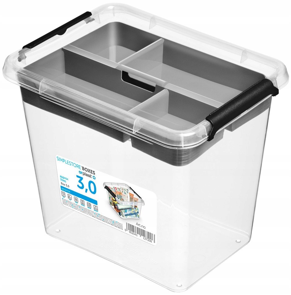 Plastikowy pojemnik do domu z organizerem Moxom 3l