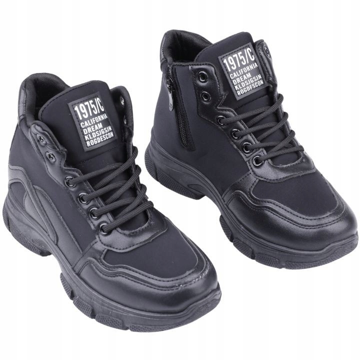 Sneakersy BUTY SPORTOWE DAMSKIE PLATFORMA czarne Marka inna