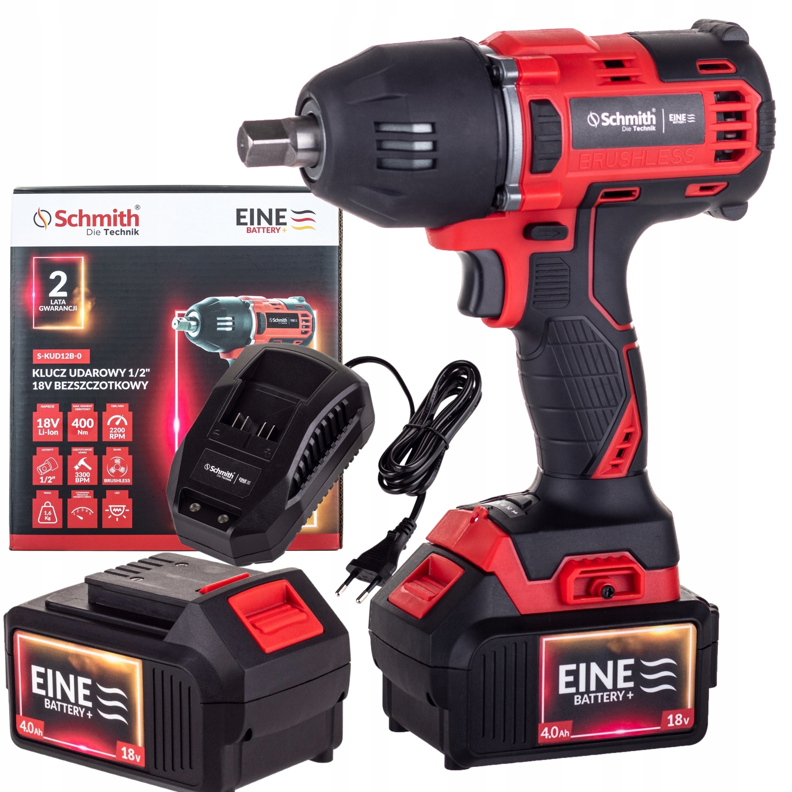 SCHMITH KLUCZ UDAROWY 1/2'' 18V 400NM +4.0AH