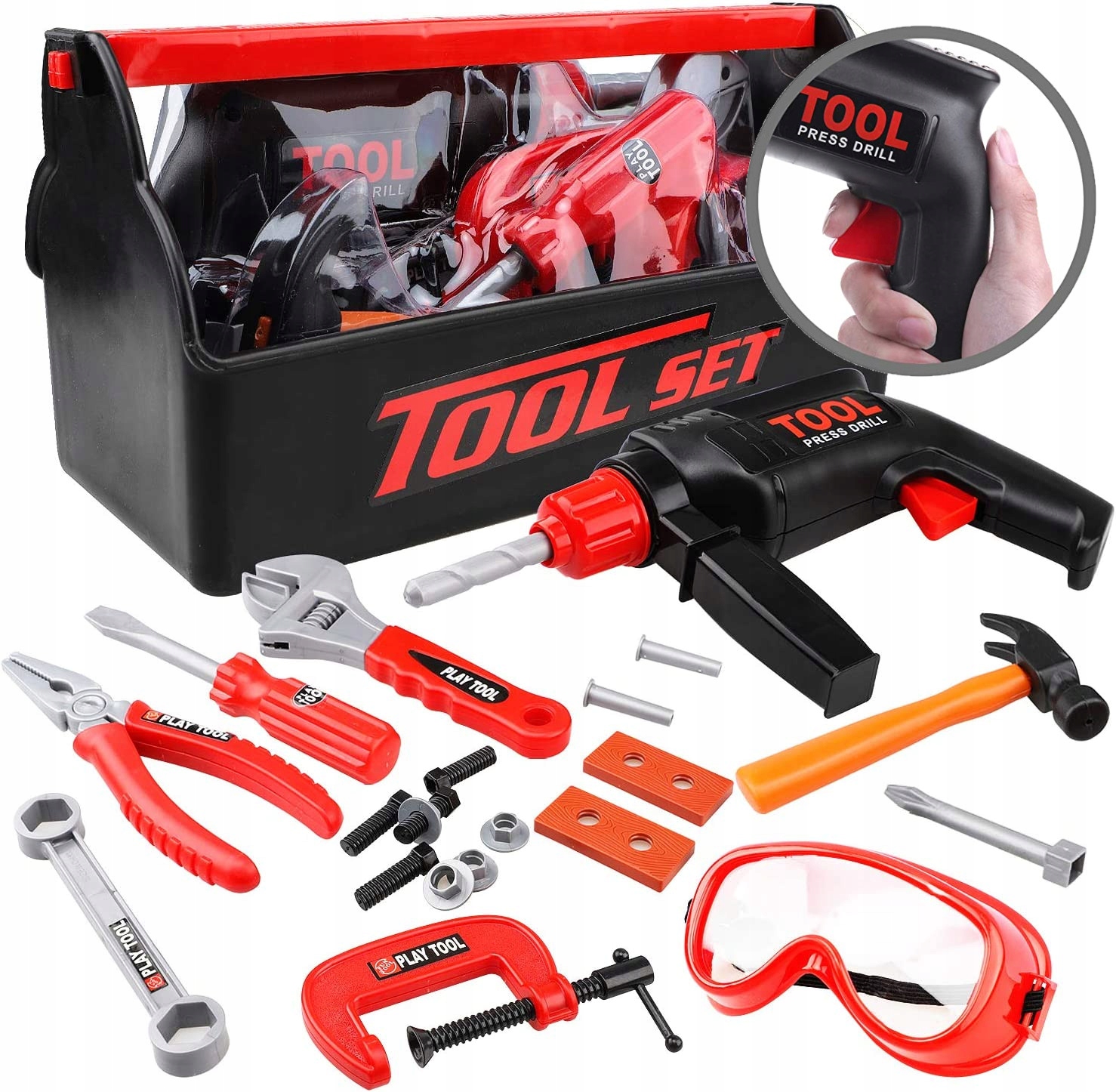 Zabawkowa SKRZYNKA Z NARZĘDZIAMI dzieci MŁOTEK ŚRUBKI Mały Majsterkowicz Płeć chłopcy