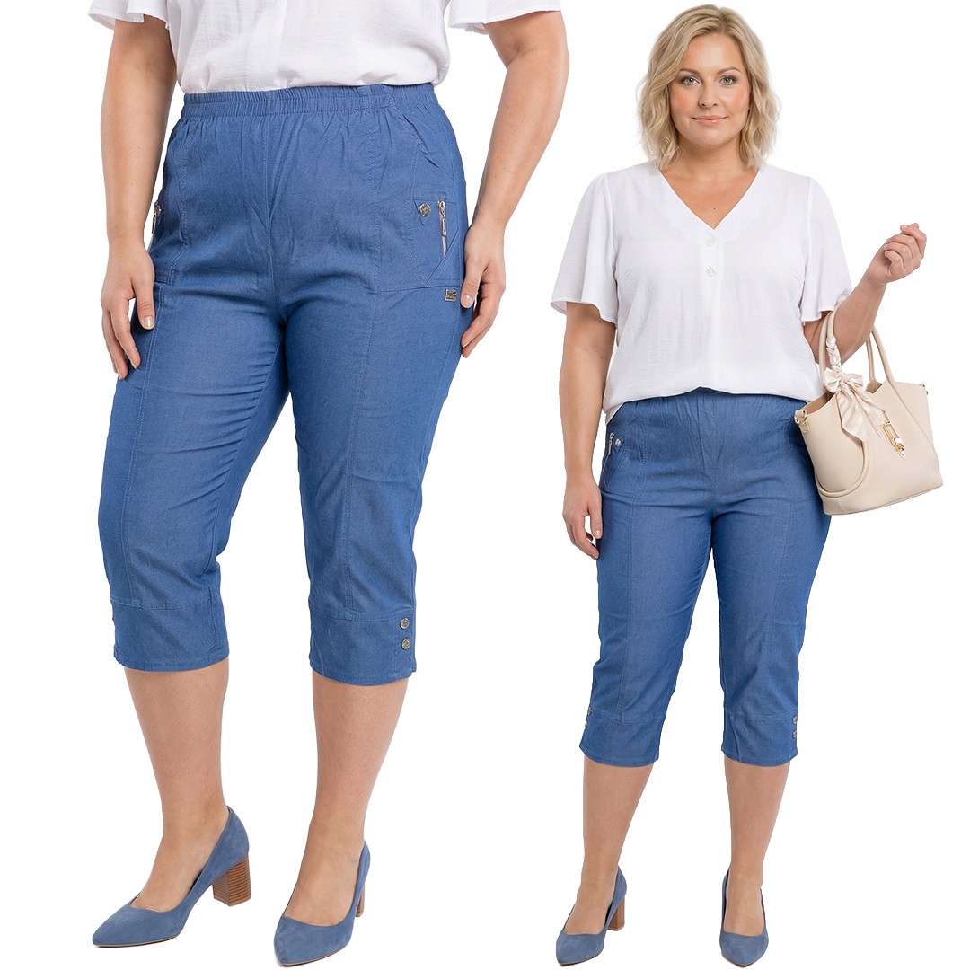 Džínové kalhoty do poloviny lýtka plus size velikost 54