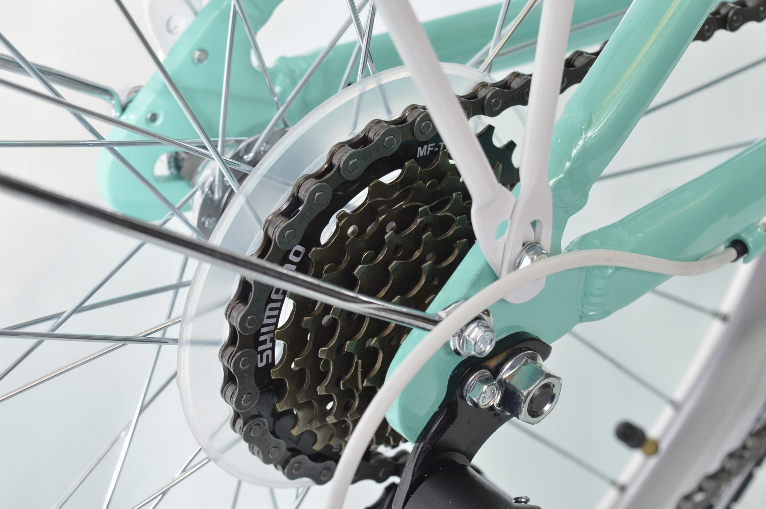 ROWER 24 KANDS AMELKA MIĘTOWO-BIAŁY+KOSZ 2023 Kolor zielony