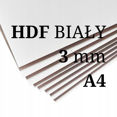 Płyta HDF biały - 3mm - format A4 297x210mm - 10 sztuk