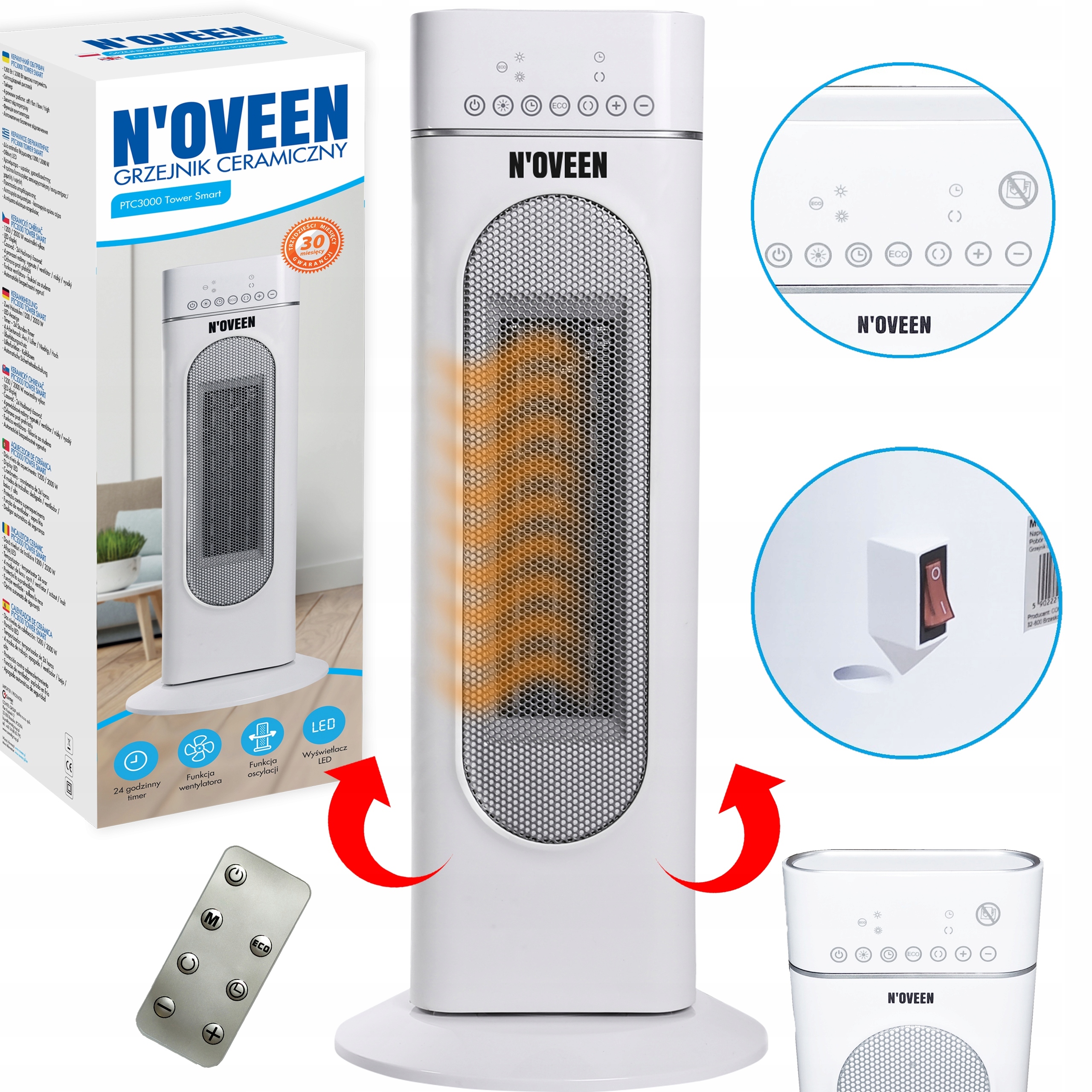 Energooszczędny Grzejnik Elektryczny Farelka Pilot