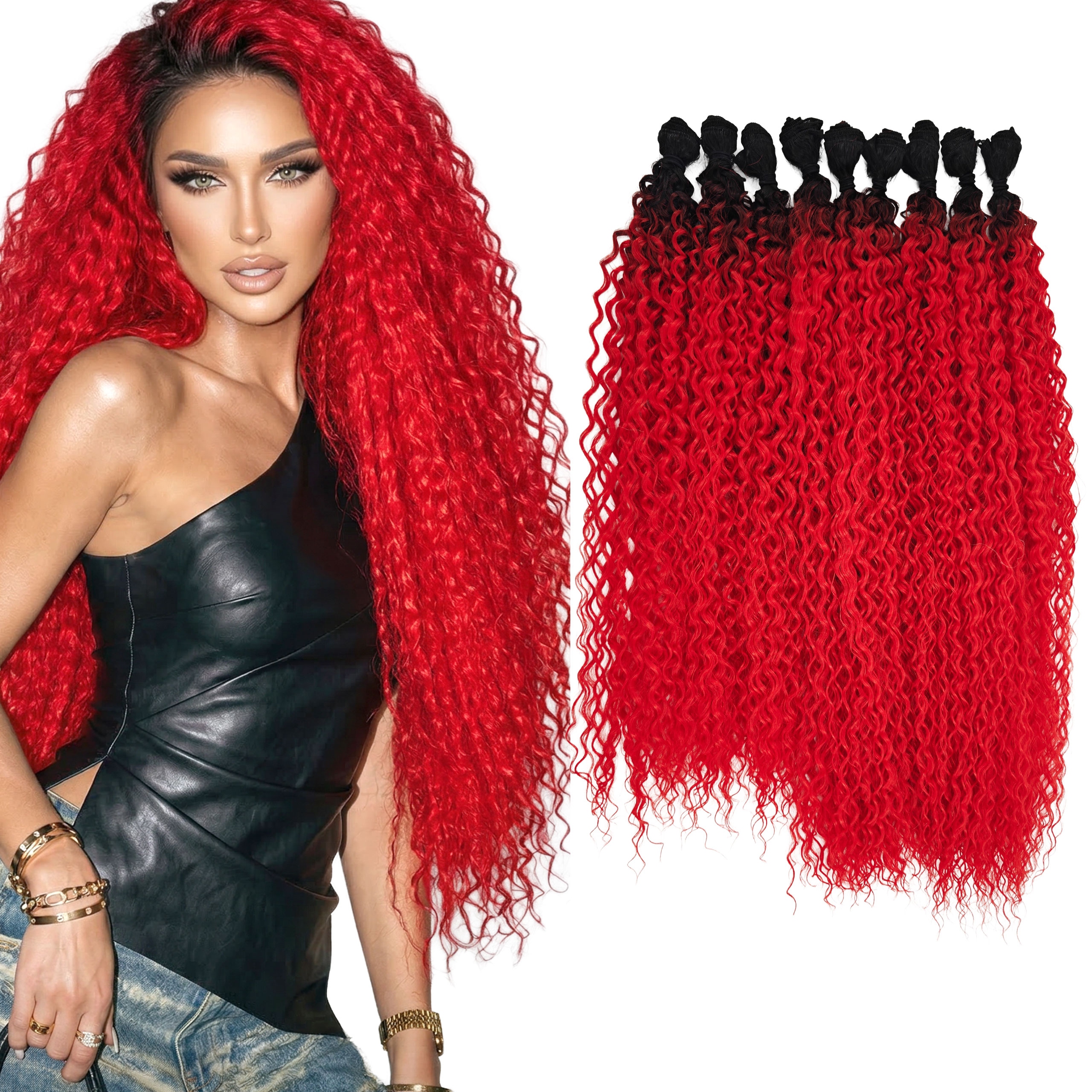 Afro syntetické vlasy na pásku Beyonce Ombre 9-Pak 60 cm 320 g #TT1B/RED