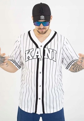 Tričko Karl Kani Serif Pinstripe Baseball 6033361 bílo černé