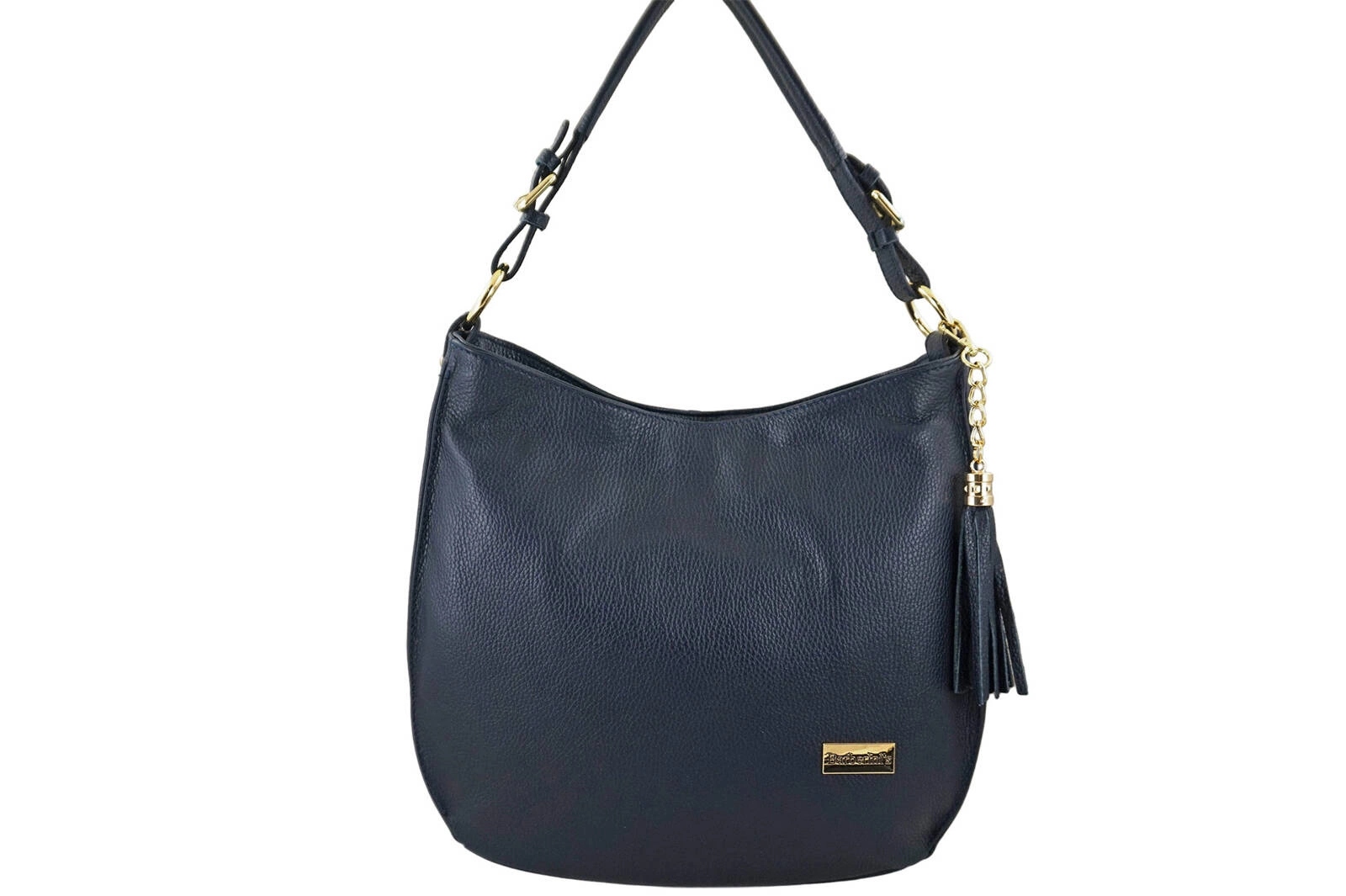 Velká a elegantní kabelka z přírodní kůže – tmavě modrá