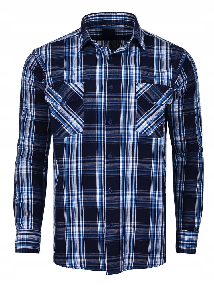 47/48 Košile Kostkovaná Tmavě Modrá Dlouhá Velká