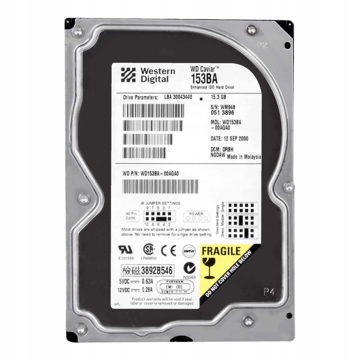 Wd Caviar 15.3GB 7.2K 2MB Ata 3.5'' WD153BA