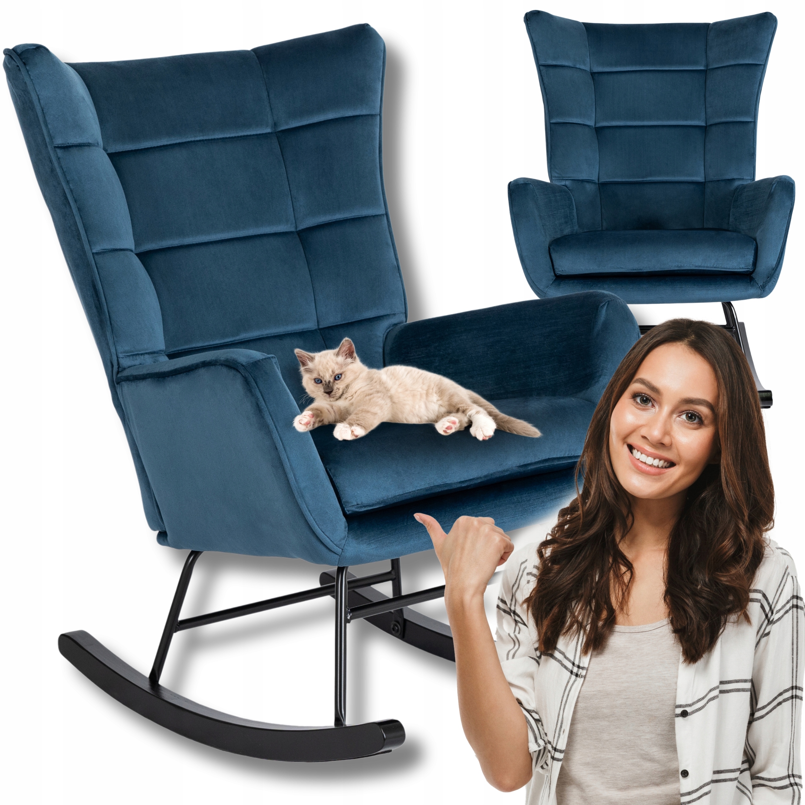 Houpací křeslo Uszak Velurové Salon Loft Velvet Granát Jackson