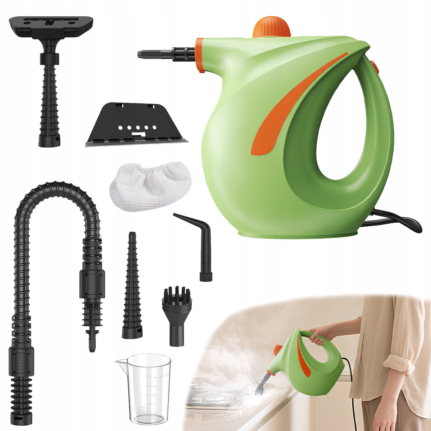 Myjka Parowa Ręczna Mop Parowy Czyścik Do Okien Fug Tapicerki Zestaw 1200W