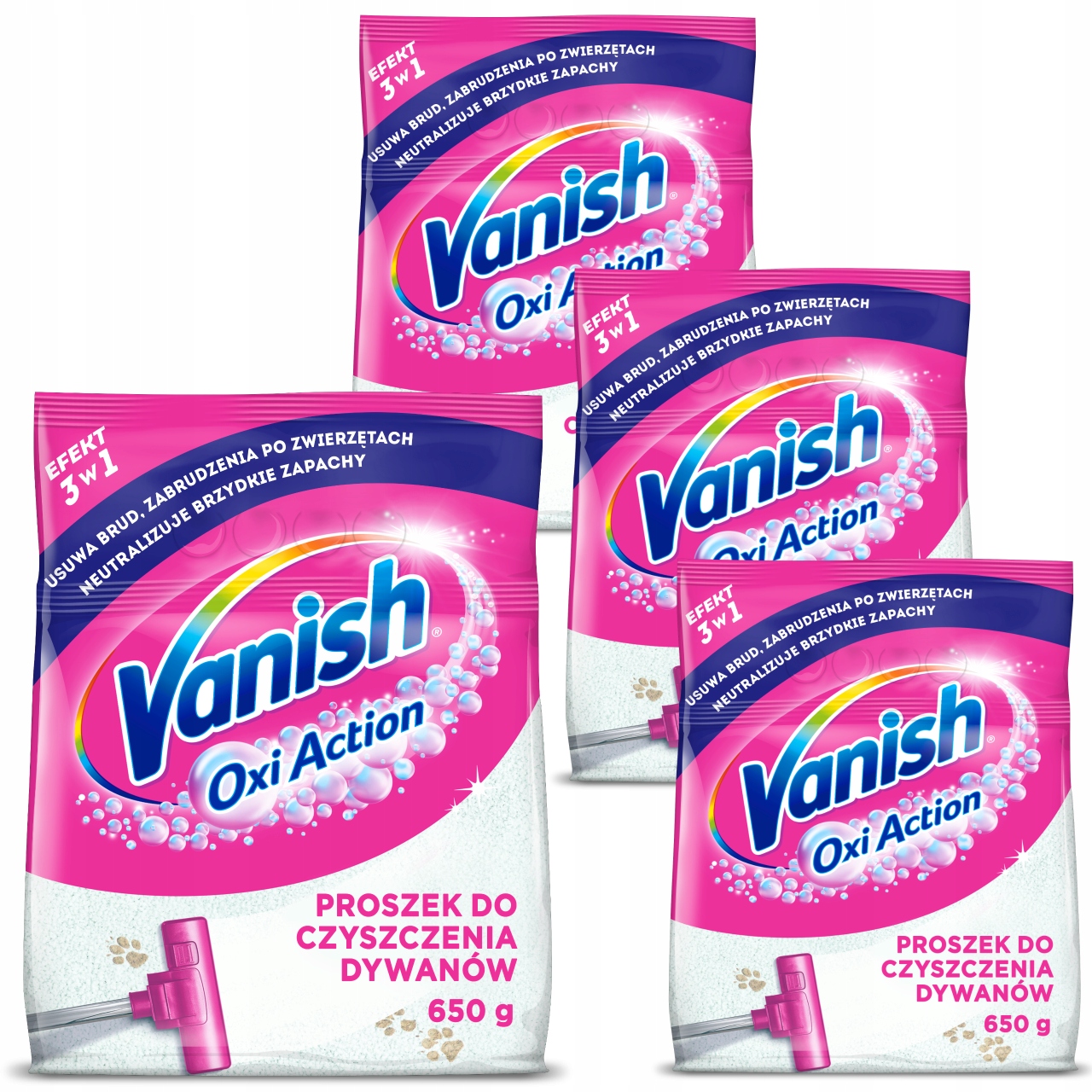 Levně Vanish Sada Prášek na praní čištění koberců na Sucho 4x 650g