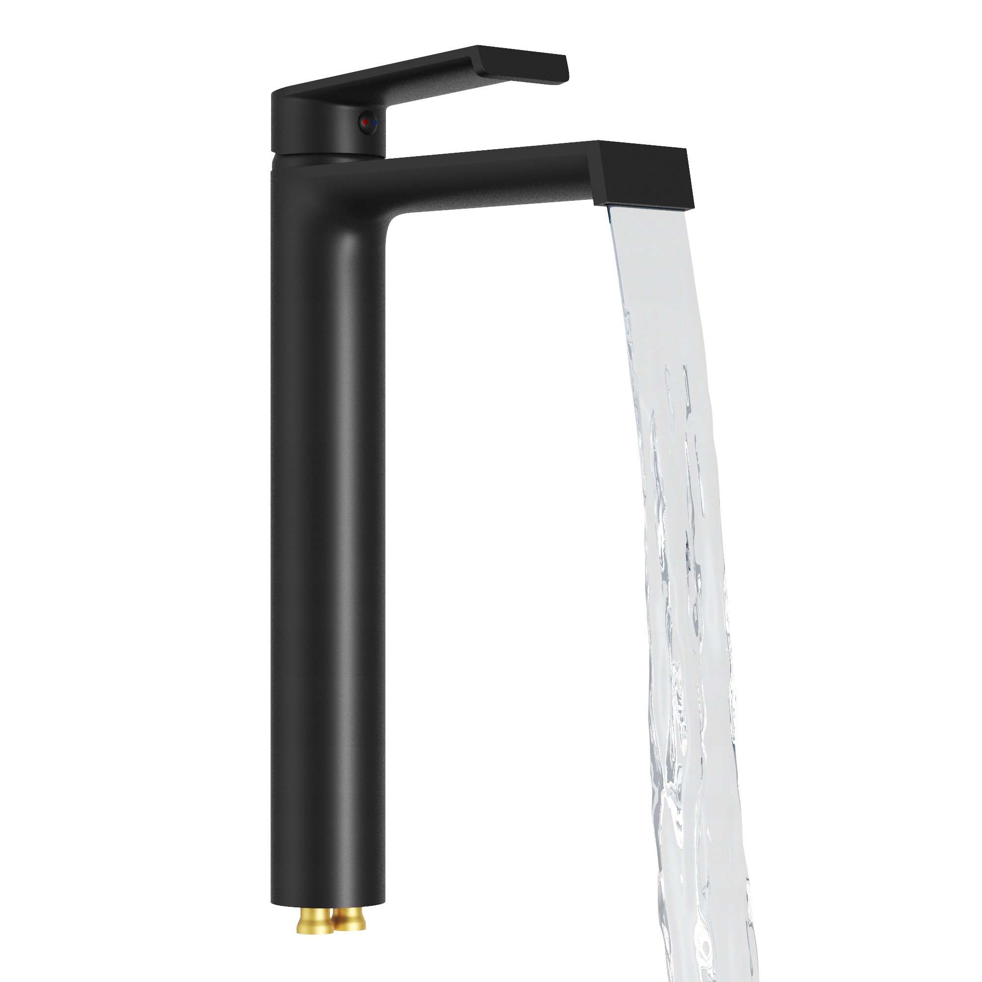 Kúpeľňová Umývadlová Batéria S Vysokým Jednopákovým Kohútikom, Čierny Guľatý Povrch