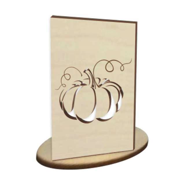 WITRAŻ drewniany LAMPION dynia HALLOWEEN 10cm