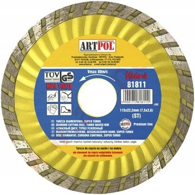 

Tarcza diamentowa Turbo Plus jakość 115x22 Artpol