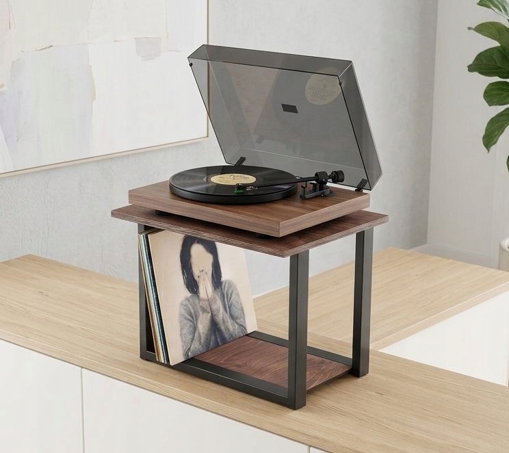 Skriňa, vinylové platne a vinylový gramofón, polička, regál organizér, stolík, stojan