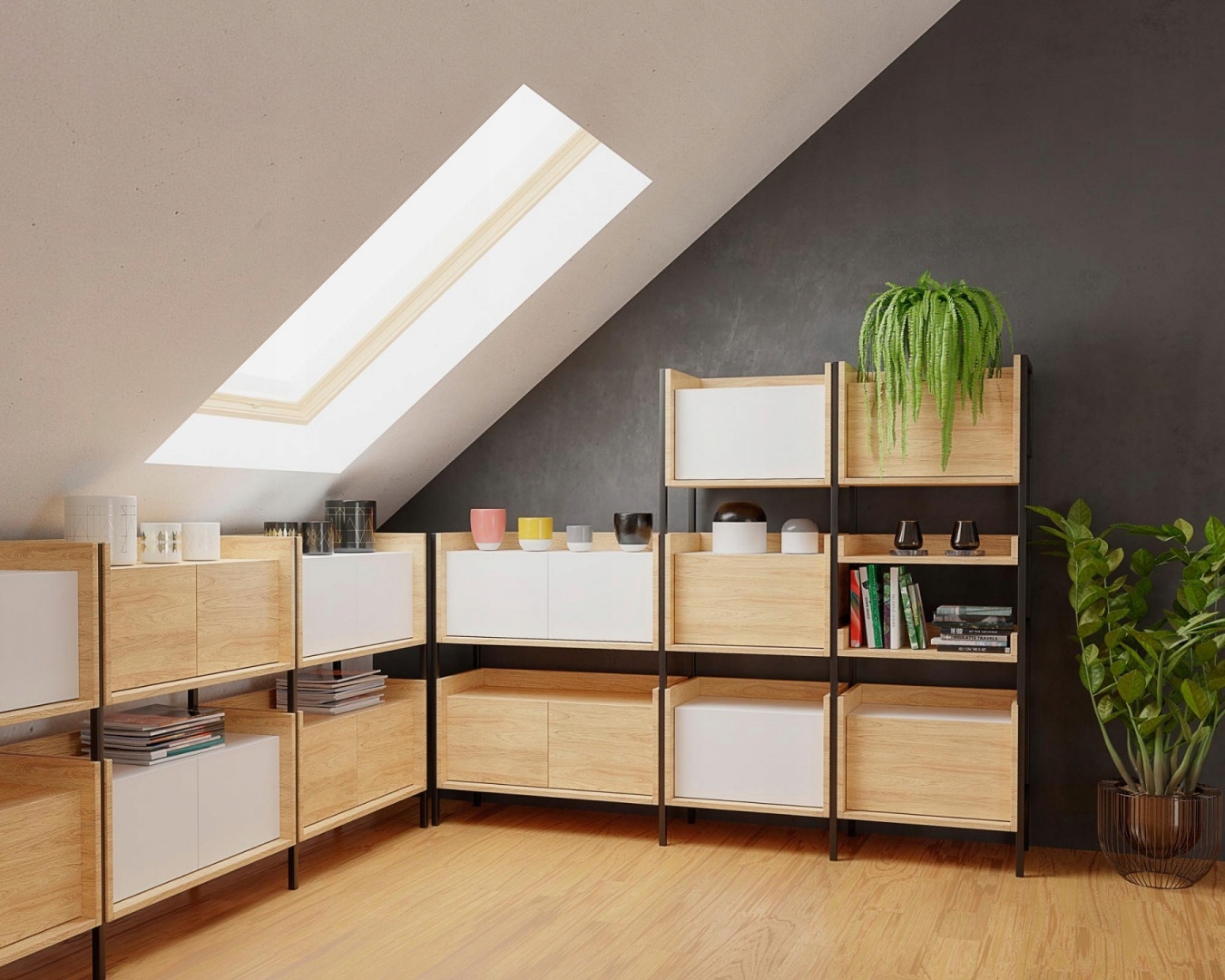 Halmar MOBIUS SZAFKA 2D hikora naturalna szary Liczba półek 1