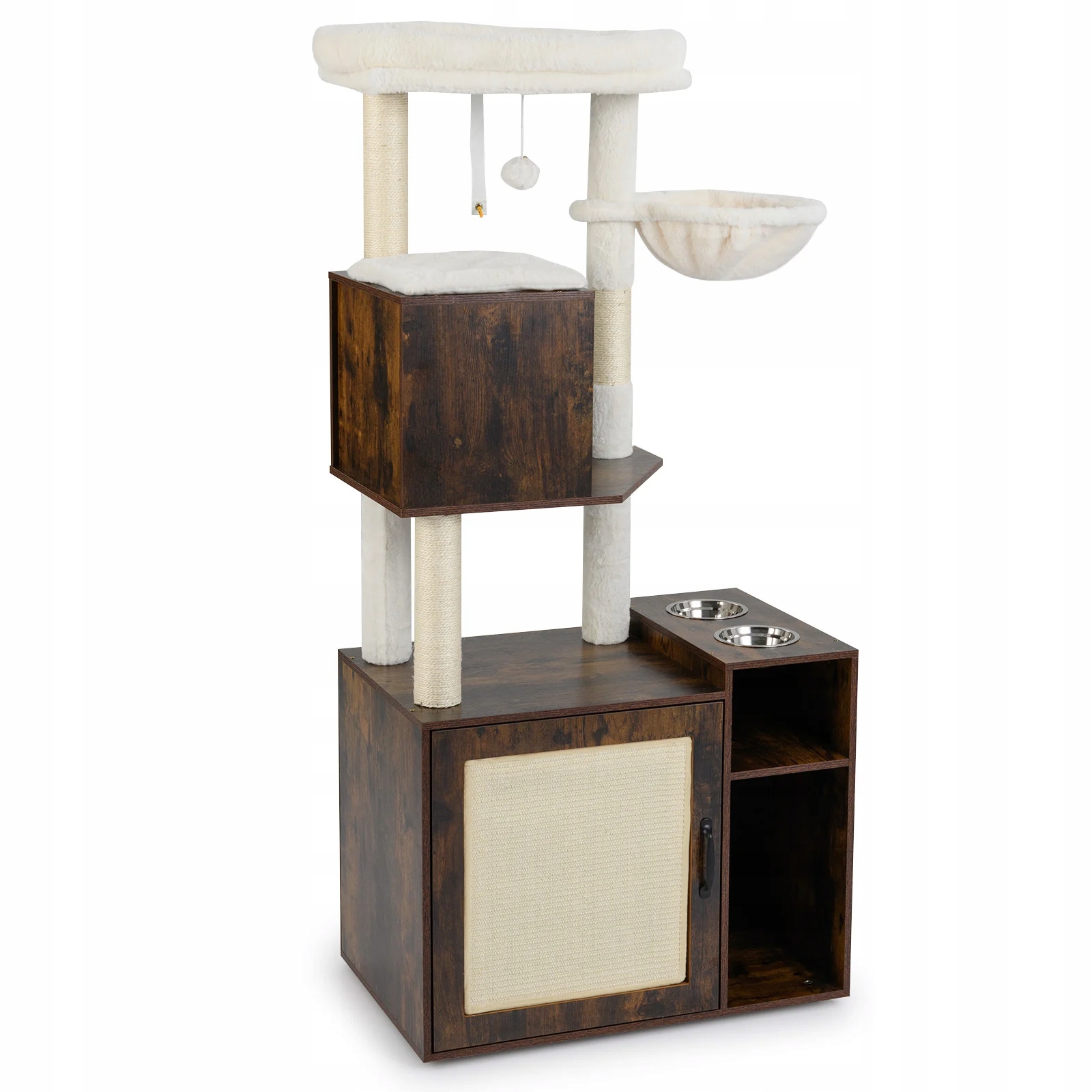 Víceúrovňové škrabadlo pro kočky s skříňkou Domeček pro kočky