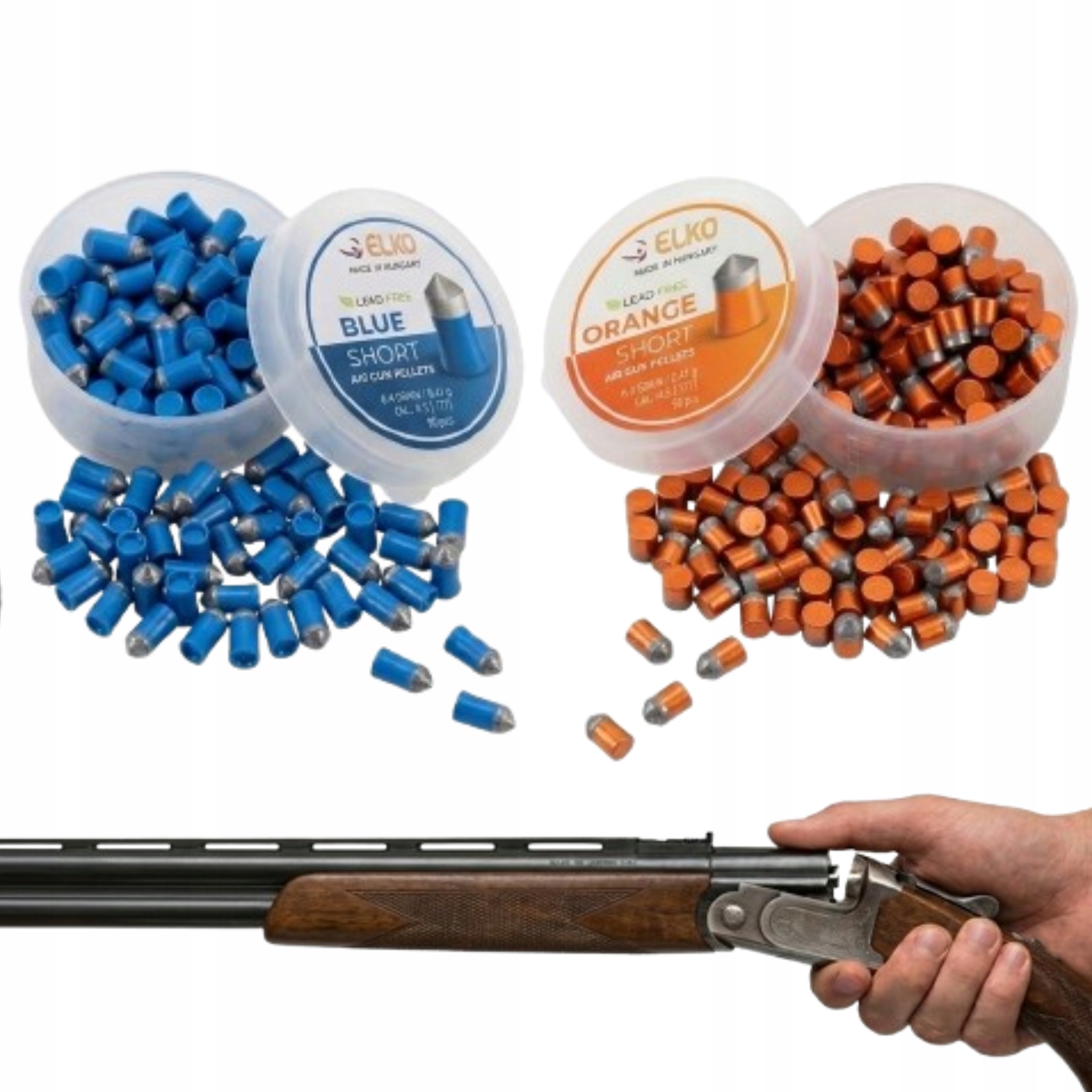 Śrut stalowy teflonowy bezołowiowy ostry Zestaw Elko Blue Orange 4,5mm