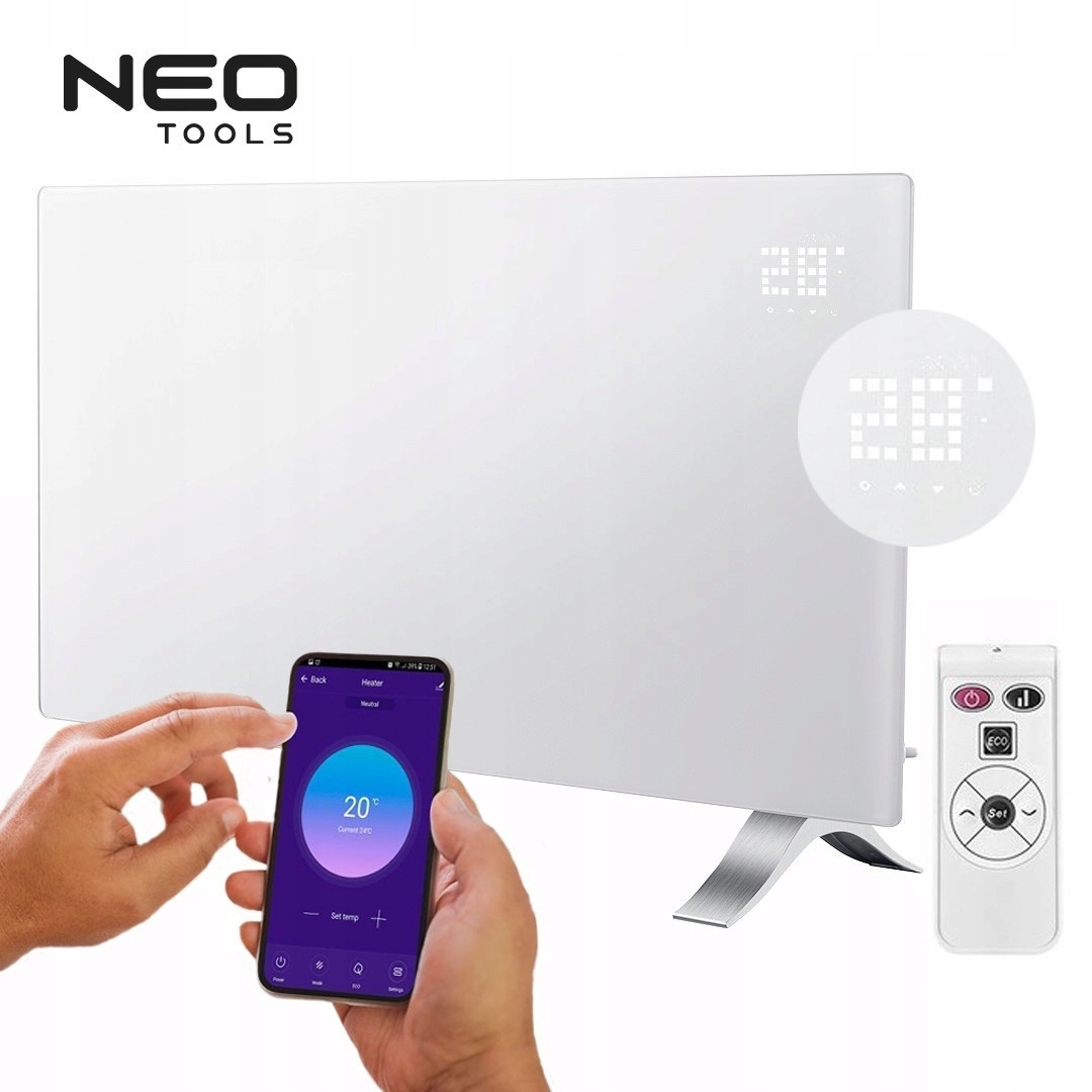 Elektrický Konvektor Biely 2000 W Neo S Veľkým Vykurovacím Výkonom