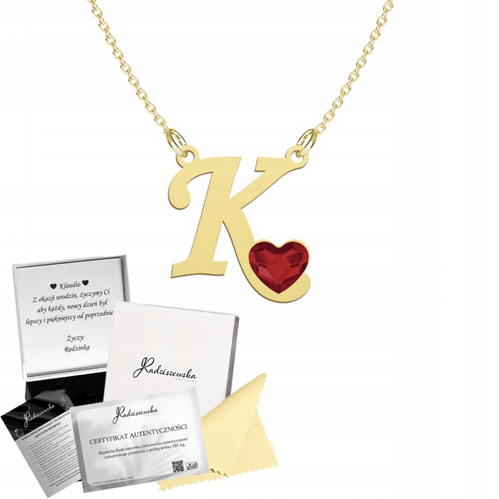 Zlatý náhrdelník s písmenem K Řetízek 925 Dárek Dedikace Bonus