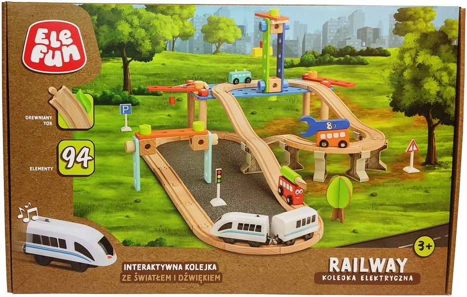 Elefun Drewniana kolejka elektryczna RAILWAY 94el Marka Elefun