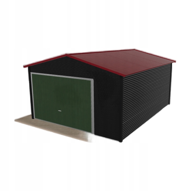 Plechová garáž 4x5 m jednopolohová, dvouspádová, černá