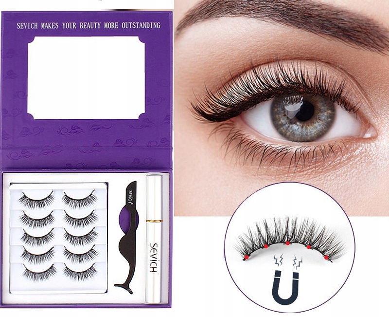 

Magnetyczne Rzęsy 5 Par Eyeliner Pęseta Eyelashes