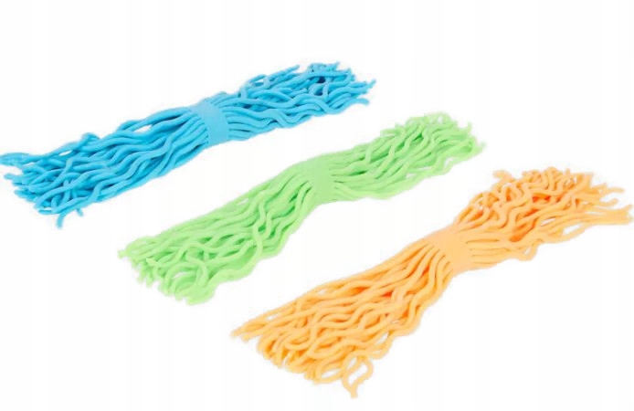 MAKARON SENSORYCZNY GNIOTEK Noodles Rozciągliwy 3 Różne Kolory Materiał guma