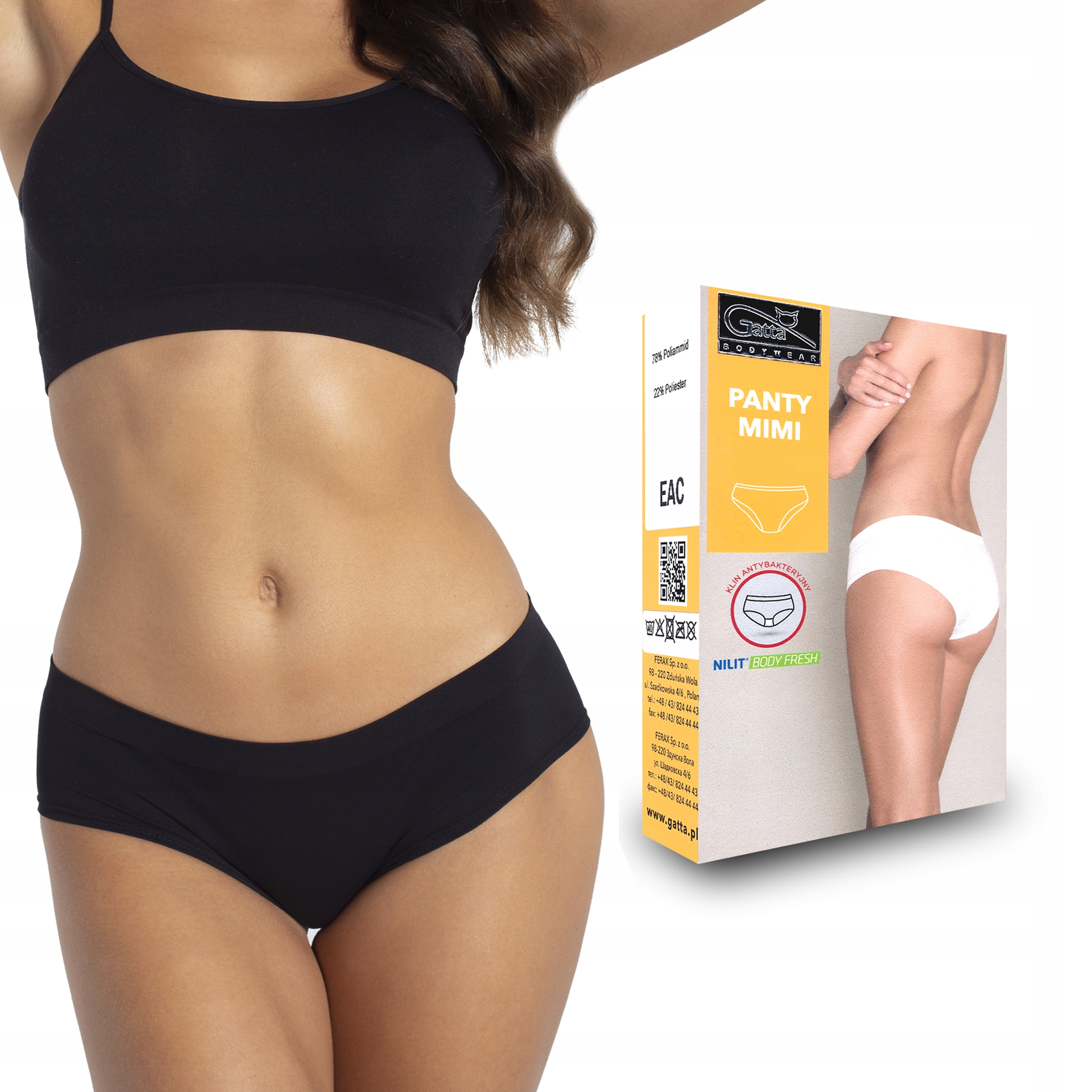 

Majtki Panty Mimi Gatta, bezszwowe, czarne, XL