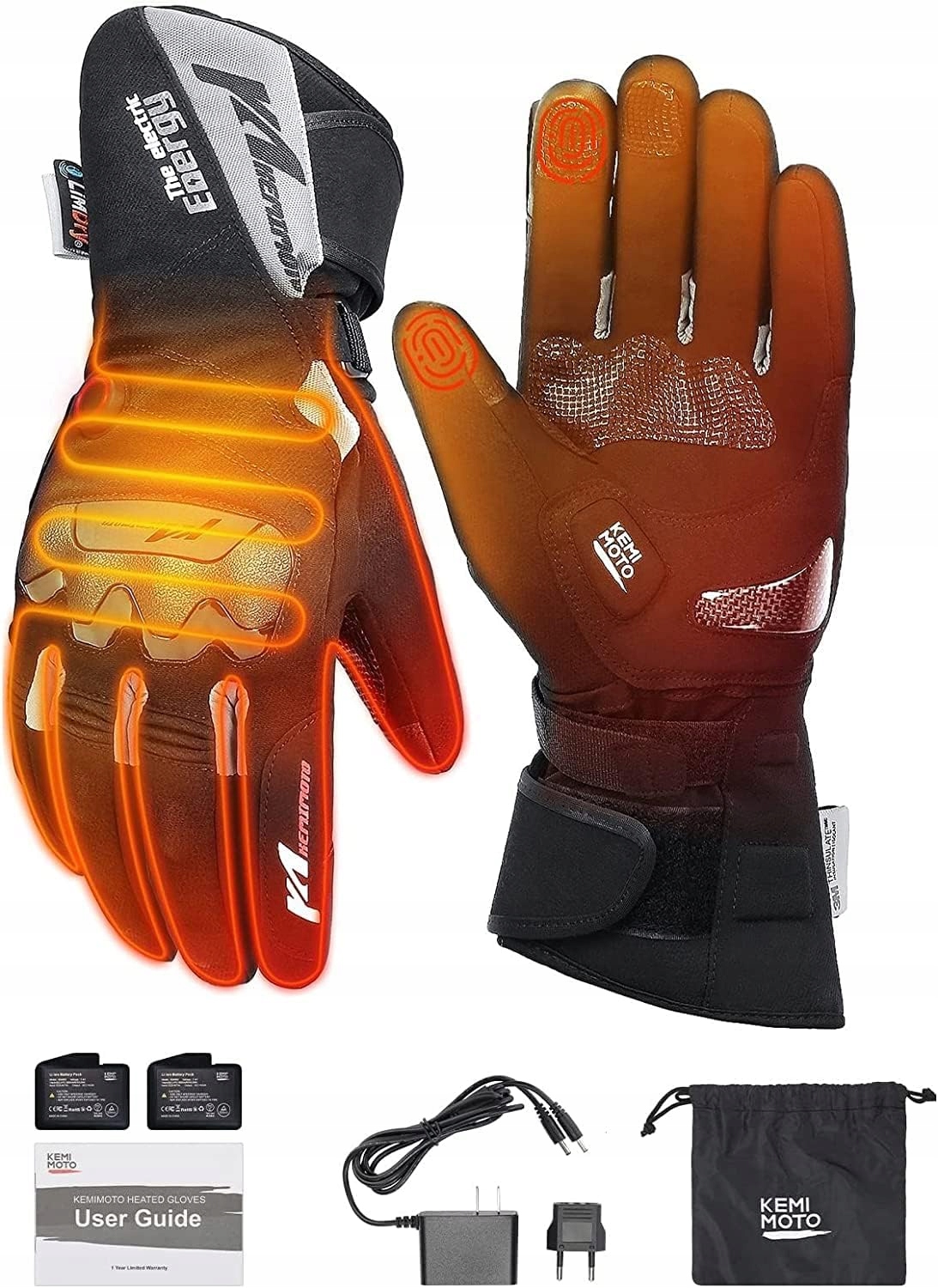 Zimowy czarny styl Rozmiar M Podgrzewane rękawice