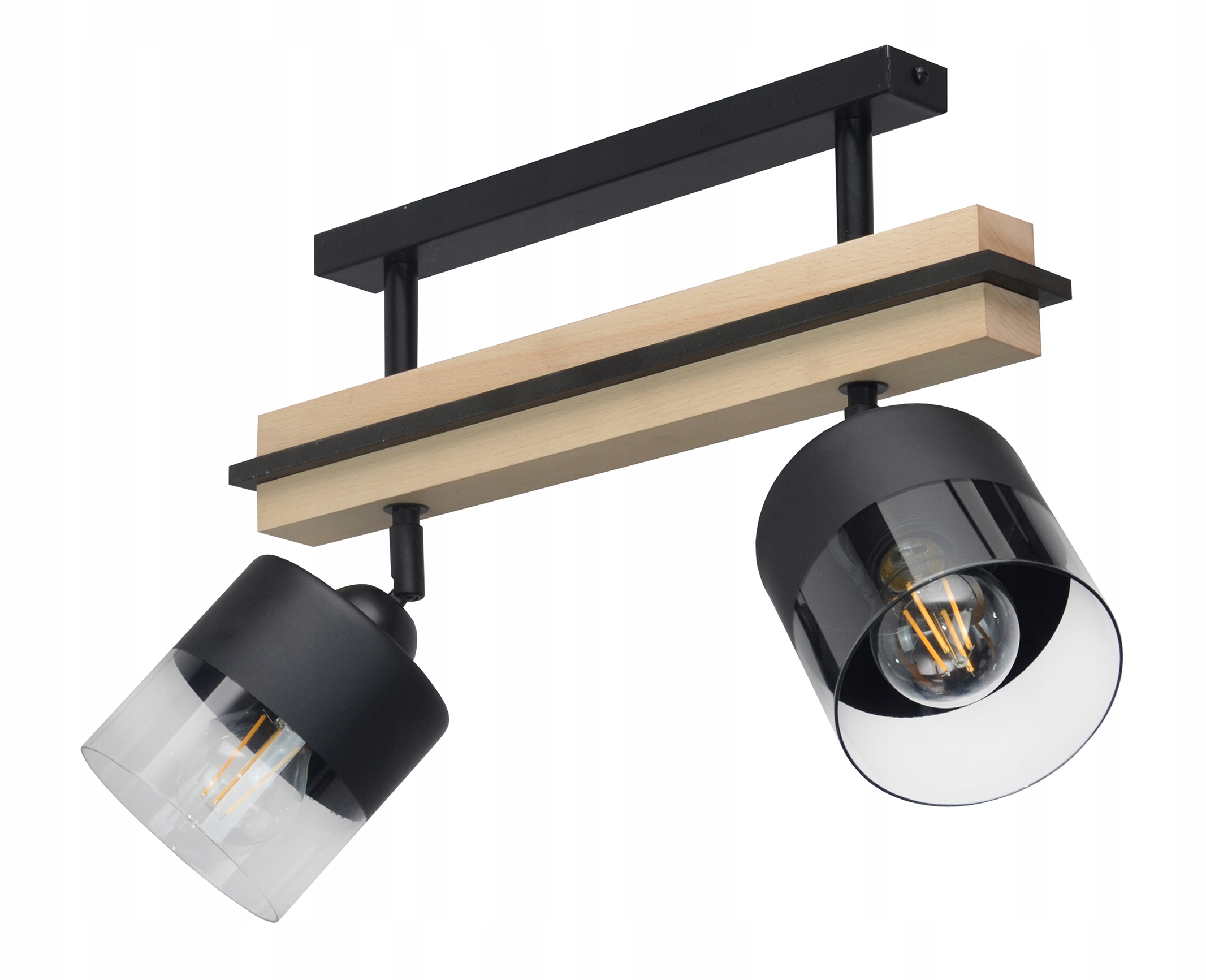 Malá Drevená Led Stropná Lampa E27 S Nastaviteľnými Sklenenými Tienidlami Do Kuchyne