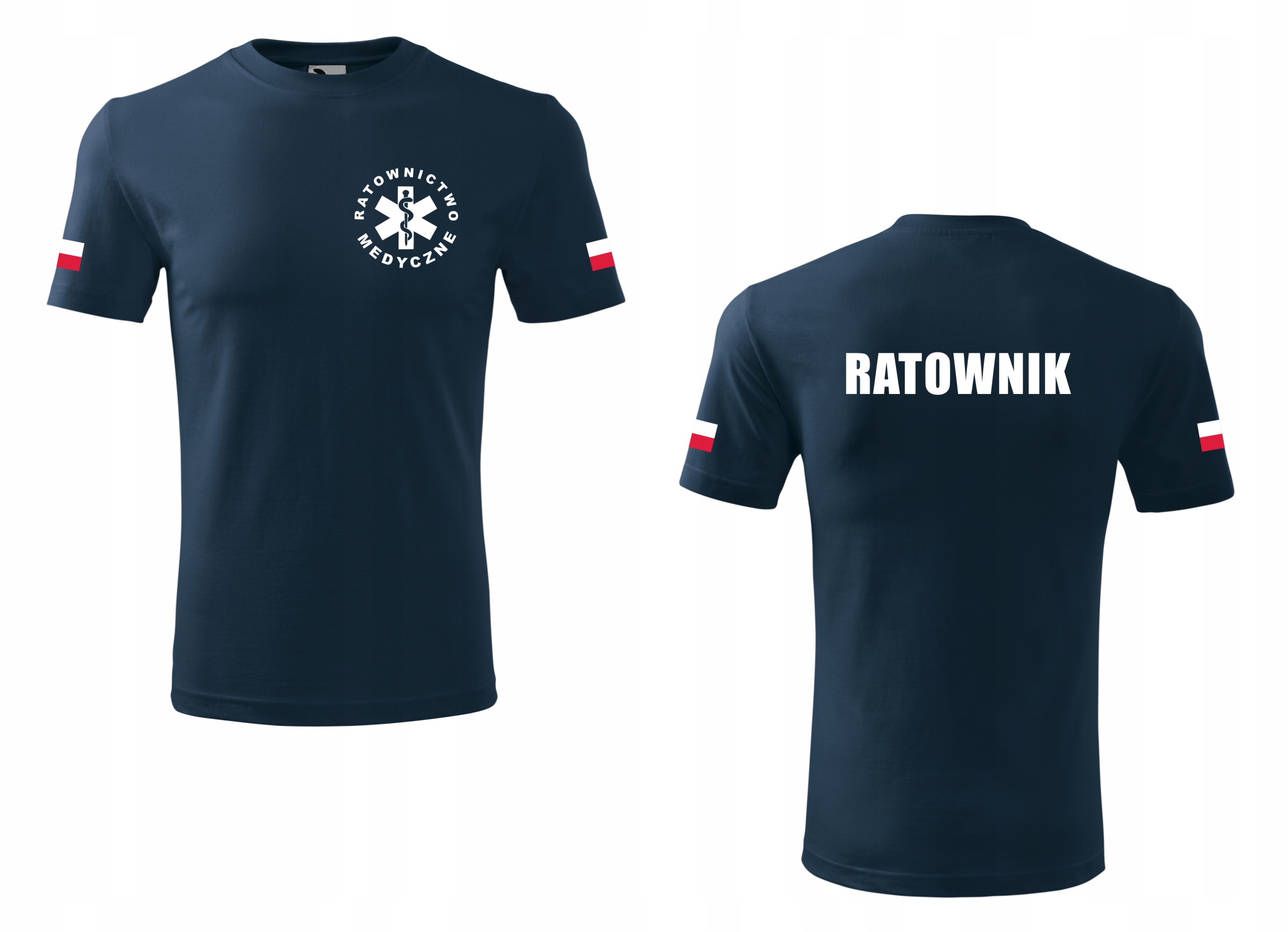 

Koszulka Ratownik Flagi Męska 190G Granatowa L